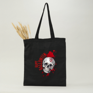Bolsa de algodón negro  42 x 38 cm Halloween calavera