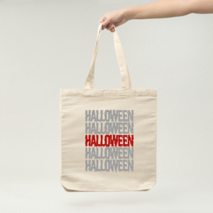 Bolsa Letras Halloween de Algodón pesada (227 gr/m2) Personalizada 42x38x6 cm con Impresión DTG