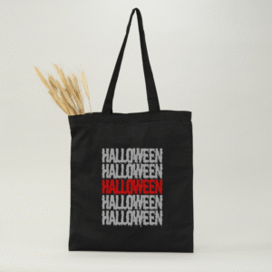 Bolsa Letras de Halloween de algodón negro  42 x 38 cm