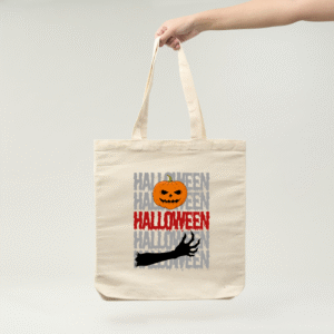 Bolsa de Algodón pesada Halloween calabaza (227 gr/m2) Personalizada 42x38x6 cm con Impresión DTG