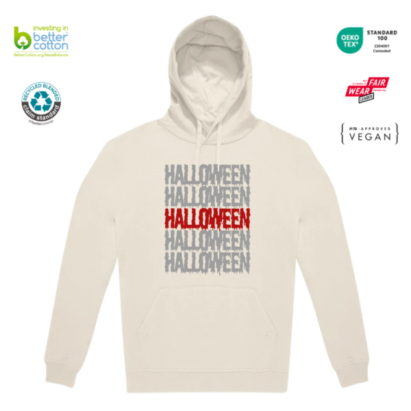 Polerón Letras Halloween Canguro con Gorro B&C ID.333 Unisex