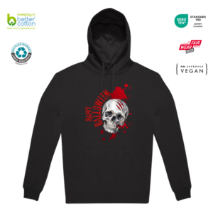 Polerón Halloween Calavera Canguro con Gorro B&C ID.333 Unisex