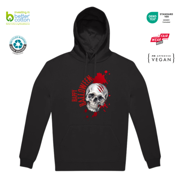 Polerón Halloween Calavera Canguro con Gorro B&C ID.333 Unisex