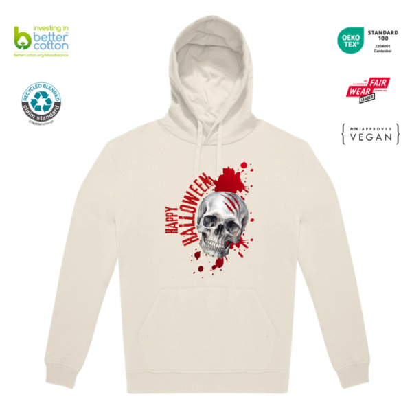 Polerón Halloween Calavera Canguro con Gorro B&C ID.333 Unisex