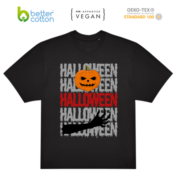 Polera  Halloween Calabaza B&C #E220 Oversized premium  100 % Algodón 220 g/m²