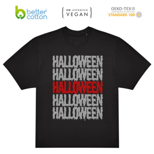 Polera Letras Halloween B&C #E220 Oversized premium  100 % Algodón 220 g/m²