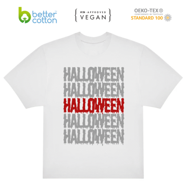 Polera Letras Halloween B&C #E220 Oversized premium  100 % Algodón 220 g/m²