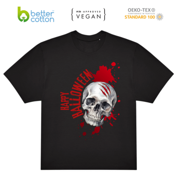 Polera Halloween calavera B&C #E220 Oversized premium  100 % Algodón 220 g/m²