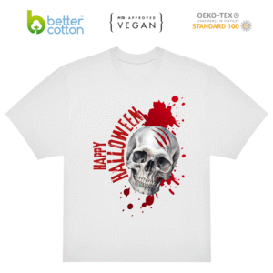 Polera Halloween calavera B&C #E220 Oversized premium  100 % Algodón 220 g/m²
