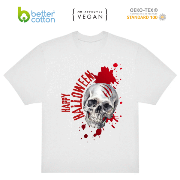 Polera Halloween calavera B&C #E220 Oversized premium  100 % Algodón 220 g/m²