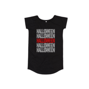 Negro Vestido Mantis Organic Loose Fit T Letras Halloween